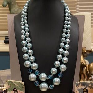 Japan Elegant Blue Pearl and AB Necklace